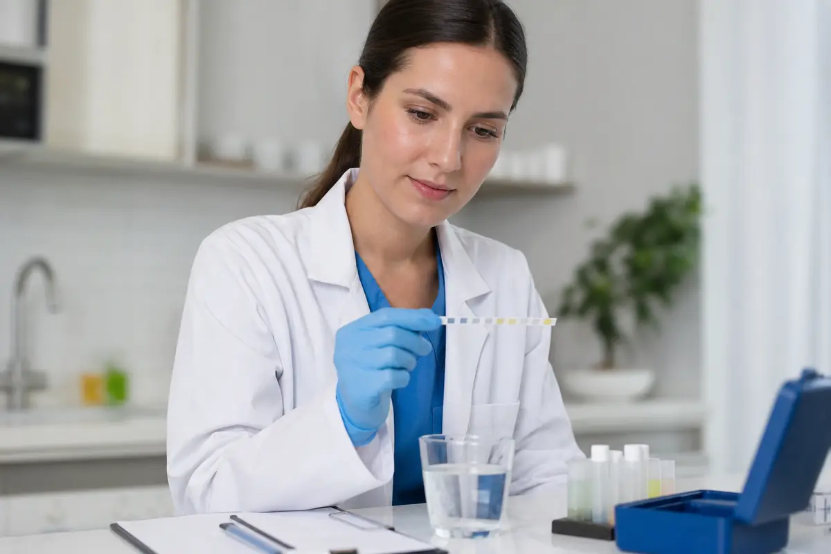 Professional in-home water analysis; shown as general Aqua Clear equipment, not a Venice project